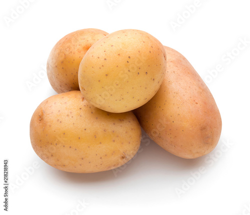 heap of ripe potato isolated on white background