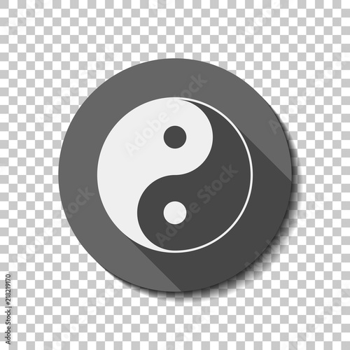 yin yan symbol. flat icon, long shadow, circle, transparent grid