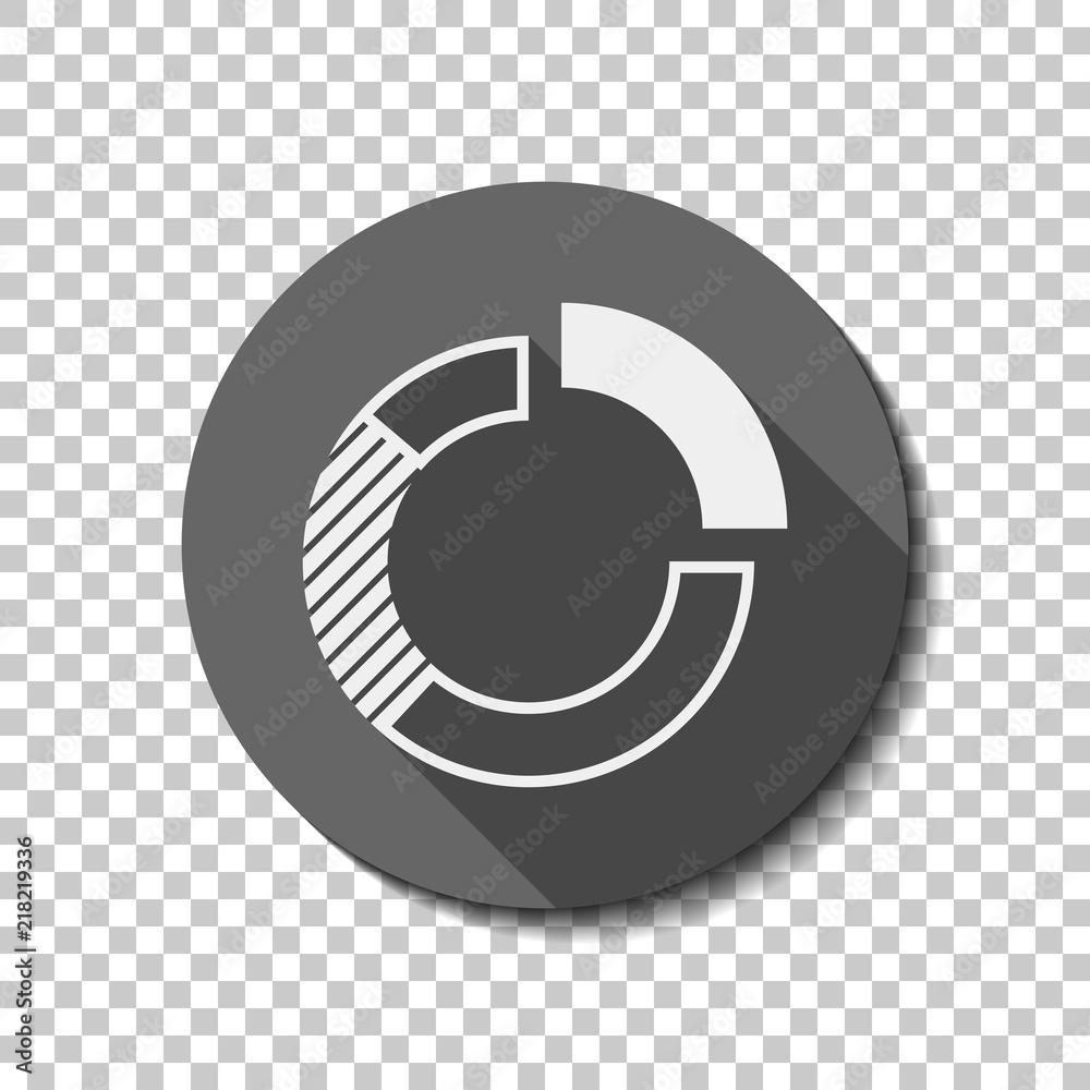 Business pie chart icon. flat icon, long shadow, circle, transpa Business pie chart icon. flat icon, long shadow, circle, transpa