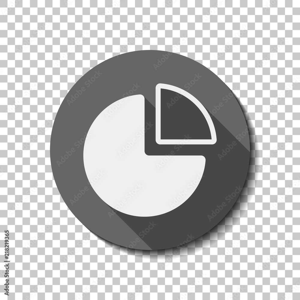 Business pie chart icon. flat icon, long shadow, circle, transpa Business pie chart icon. flat icon, long shadow, circle, transpa