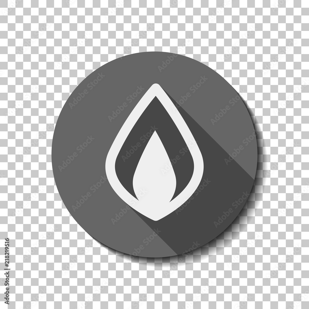 Simple fire flame icon. flat icon, long shadow, circle, transpar Simple fire flame icon. flat icon, long shadow, circle, transpar