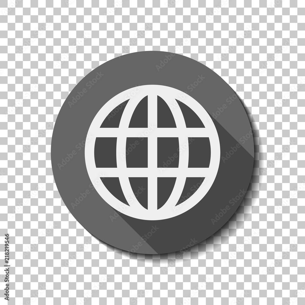 Simple globe icon. Linear. flat icon, long shadow, circle, trans Simple globe icon. Linear. flat icon, long shadow, circle, trans