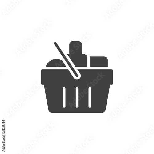 Grocery shopping basket vector icon. filled flat sign for mobile concept and web design. Basket With Food simple solid icon. Symbol, logo illustration. Pixel perfect vector graphics