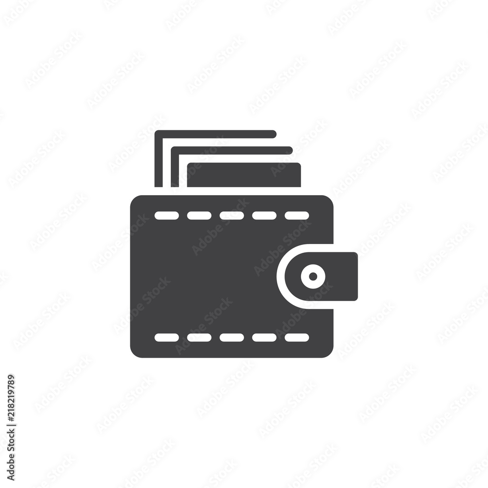 Wallet with money vector icon. filled flat sign for mobile concept and web design. Money wallet simple solid icon. Purse symbol, logo illustration. Pixel perfect vector graphics Wallet with money vector icon. filled flat sign for mobile concept and web design. Money wallet simple solid icon. Purse symbol, logo illustration. Pixel perfect vector graphics