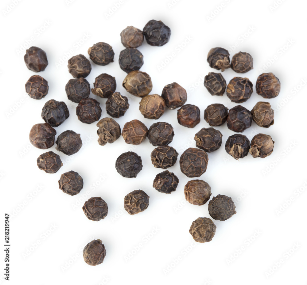 top view of peppercorns isolated on white background top view of peppercorns isolated on white background