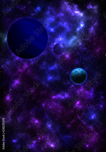 Fototapeta Naklejka Na Ścianę i Meble -  Magnetic Universe, Galaxy, colorful nebulae, mysterious planets