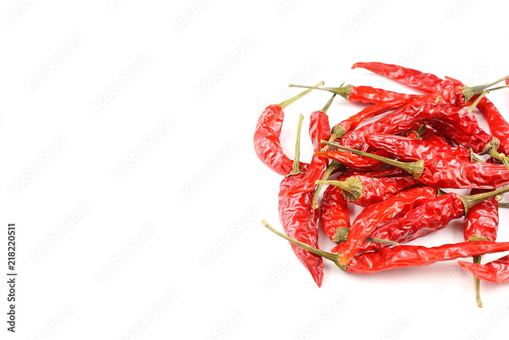 dried thai chili peppers isolated on a white background dried thai chili peppers isolated on a white background