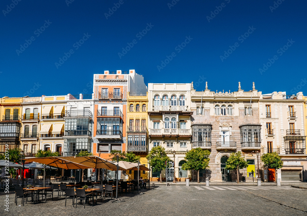 Plaza San Francisco, Seville, Andalusia, Spain during summer
