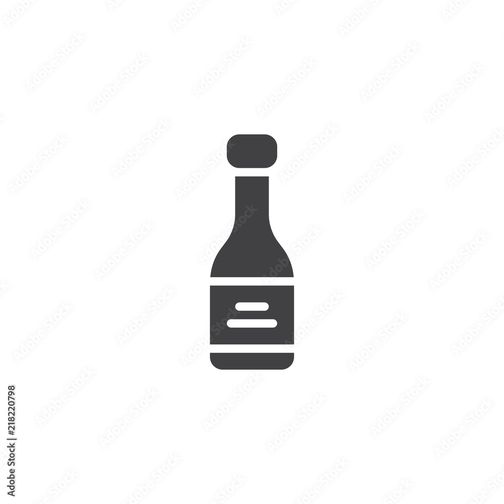 Wine bottle vector icon. filled flat sign for mobile concept and web design. Champagne bottle simple solid icon. Symbol, logo illustration. Pixel perfect vector graphics