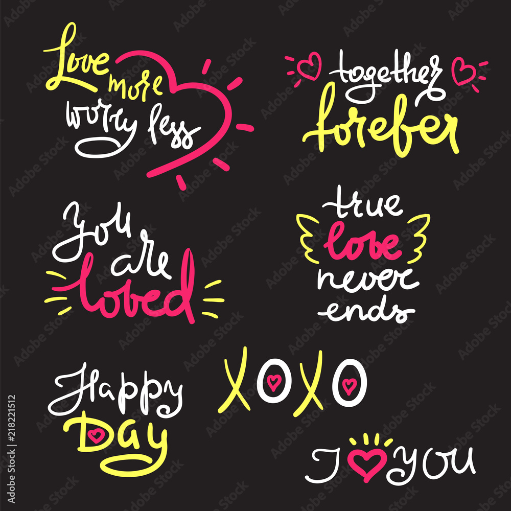 Vecteur Stock Valentine’s Day set with love text, heart. Template for ...