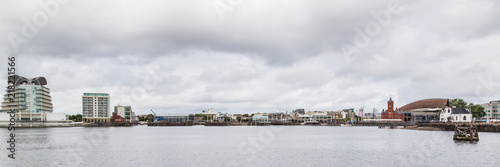 Cityscape of Cardiff bay wih rainy clouds,  Wales, UK © HildaWeges