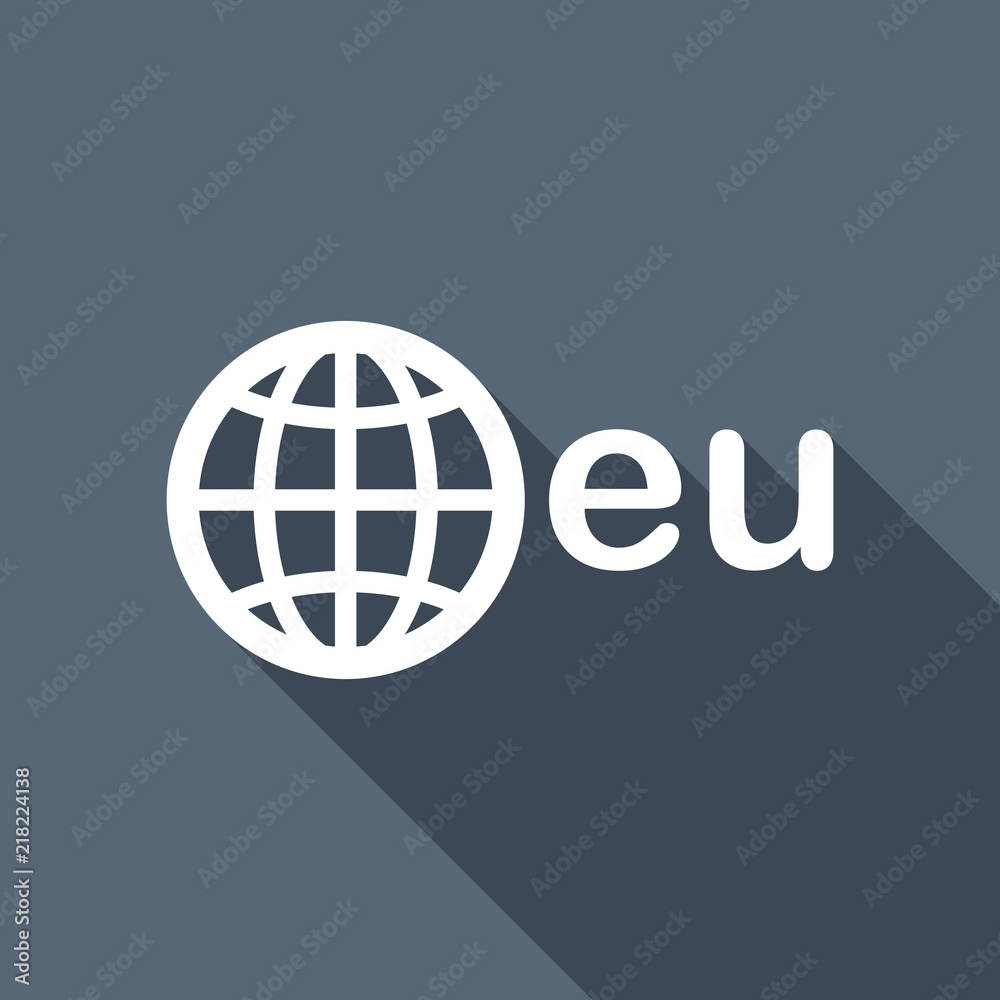 domain, European identity, globe and eu. White flat icon with lo domain, European identity, globe and eu. White flat icon with lo