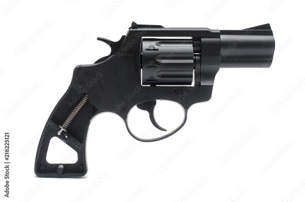 black revolver on white