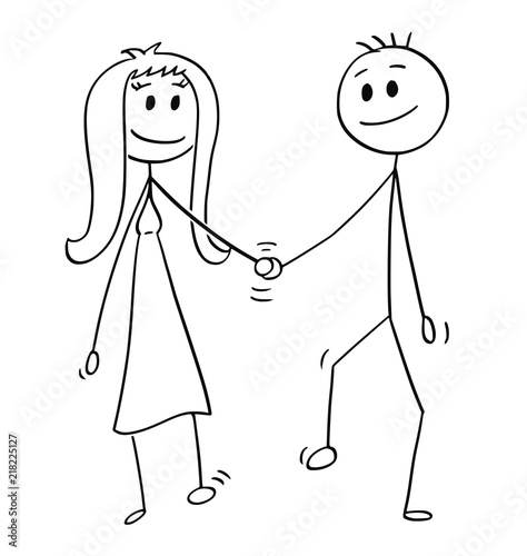 how to draw a cartoon couple holding hands