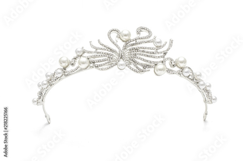 silver diadem with swans isolated on white