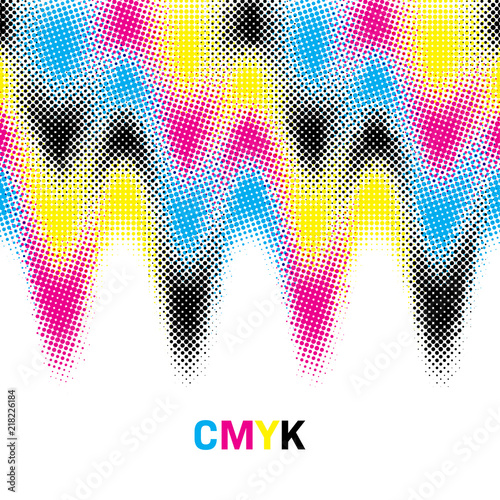 Abstract halftone background in CMYK colors. Vector illustration