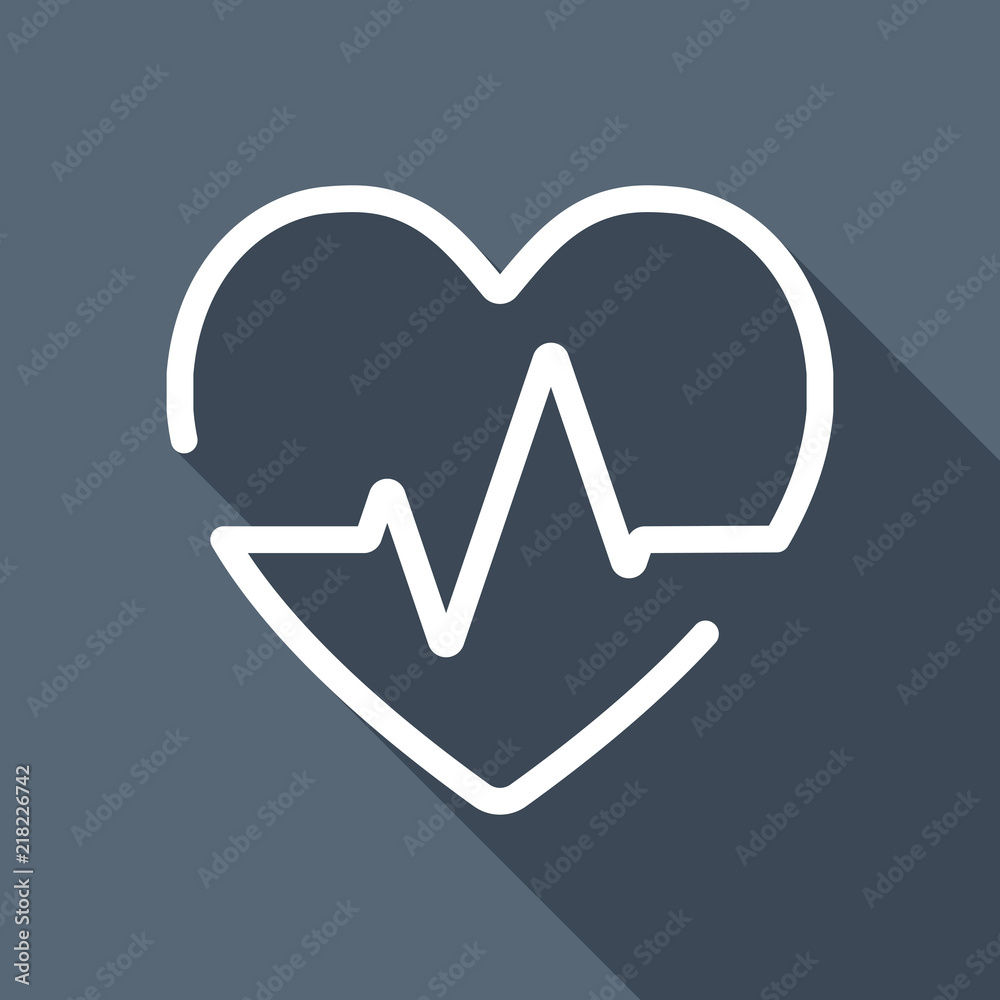 Heart and pulse line. One line style. Linear icon with thin outl