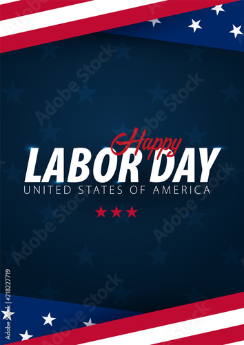 Labor Day sale promotion, advertising, poster, banner, template with American flag. American labor day wallpaper. Voucher discount