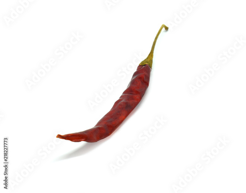 dried chili peppers on white background