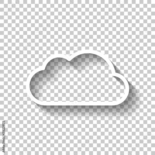 Simple cloud. Linear symbol with thin outline. White icon with s
