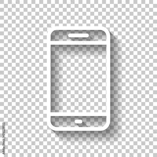 Simple mobile phone icon. Linear symbol, thin outline. White ico  Stock-Vektorgrafik | Adobe Stock