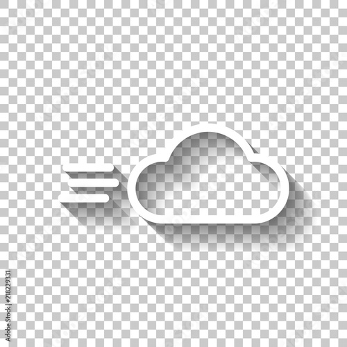 Windy icon. Linear, thin outline. White icon with shadow on tran