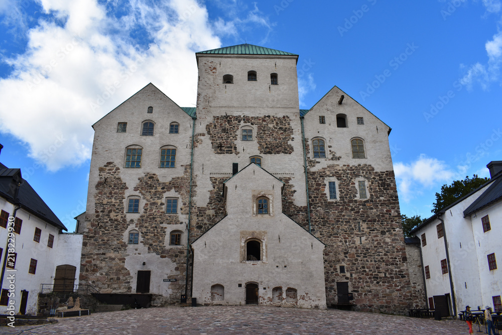 Turku Castle's facade and its courtyard
