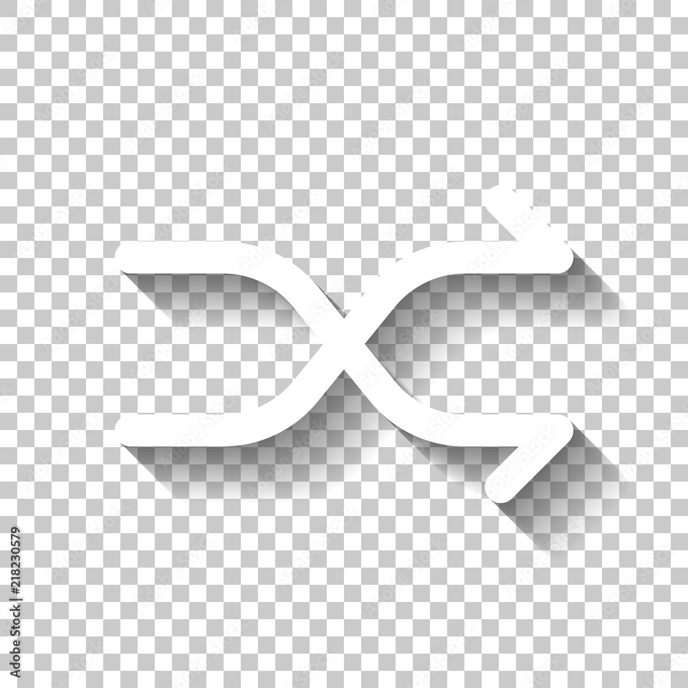 Crossed simple arrows. Linear, thin outline. White icon with sha Crossed simple arrows. Linear, thin outline. White icon with sha