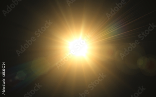 Abstract image of lighting flare.Abstract sun burst with digital lens flare background.Gold nature flare effect