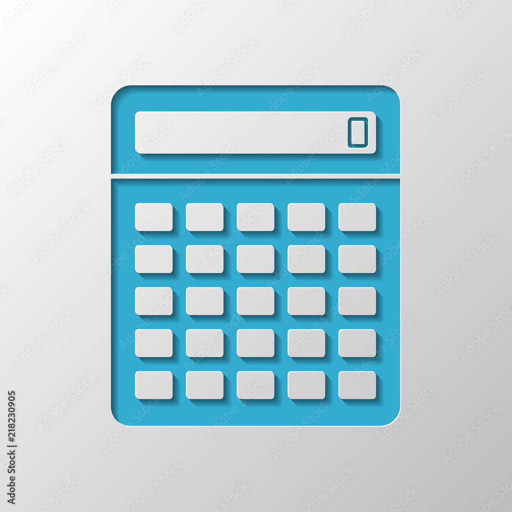 Calculator icon. Paper design. Cutted symbol with shadow Calculator icon. Paper design. Cutted symbol with shadow