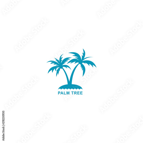 palm tree logo vector illustration  design two silhouette blue palm trees