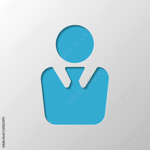 business man icon. Paper design. Cutted symbol with shadow