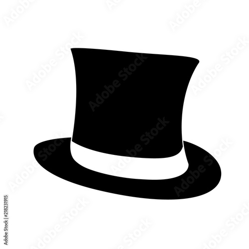 Black top hat. Gentleman cylinder hat illustration.