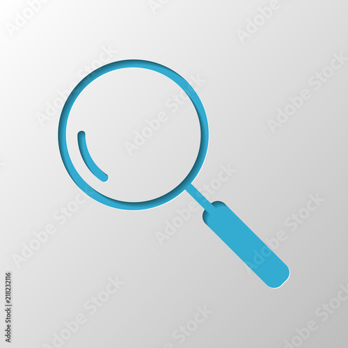 Loupe, search or magnifying. Linear icon, thin outline. Paper de