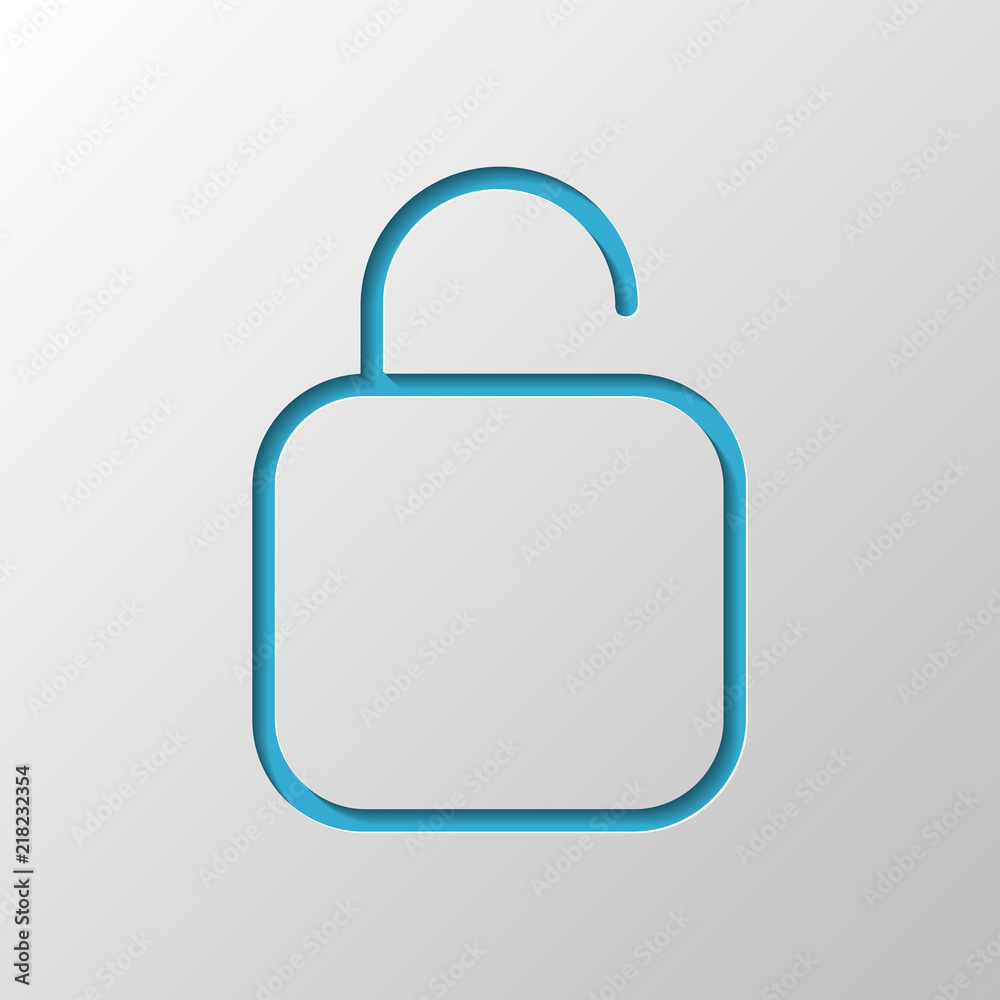 Simple unlock. Linear, thin outline. Paper design. Cutted symbol Simple unlock. Linear, thin outline. Paper design. Cutted symbol