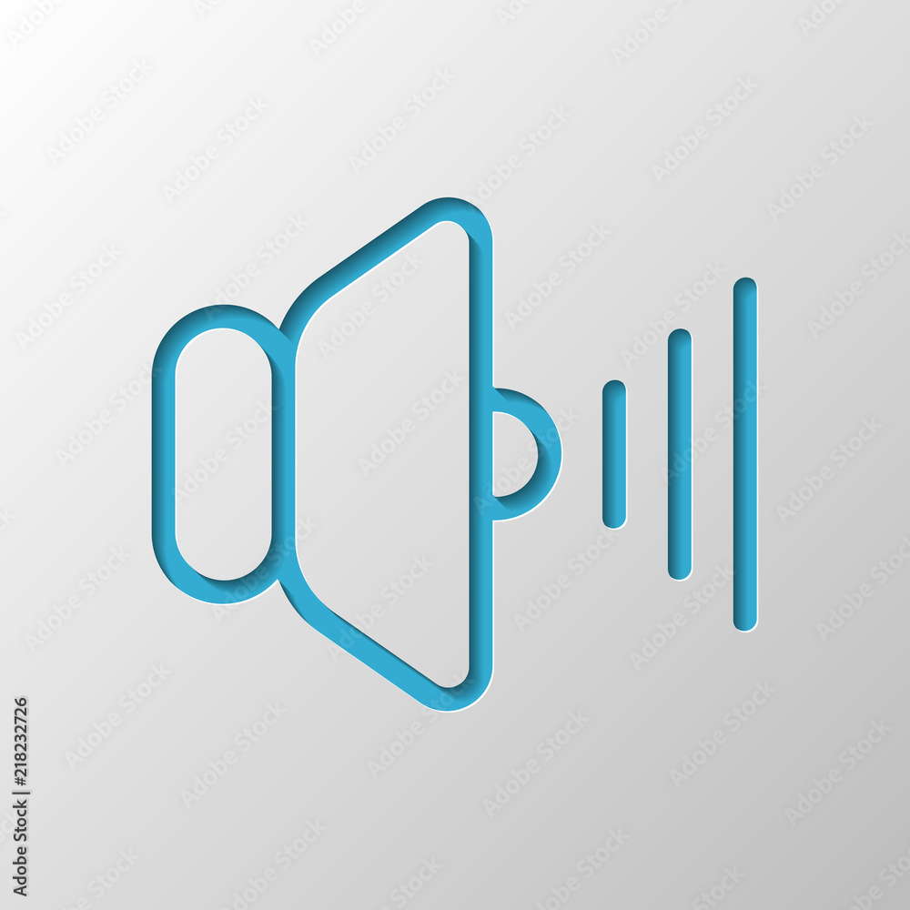 volume max icon. Paper design. Cutted symbol with shadow volume max icon. Paper design. Cutted symbol with shadow