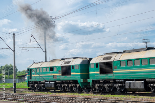 Diesel locomotive on the station