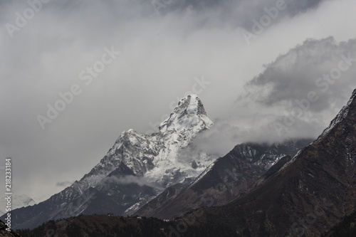 View of a famous mountain Ama Dablam in the Himalaya, Khumbu Region near Mount Everest. © Ondra