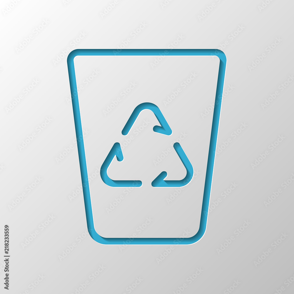 Recucle bin, reuse symbol on backet. Linear, thin outline. Paper Recucle bin, reuse symbol on backet. Linear, thin outline. Paper