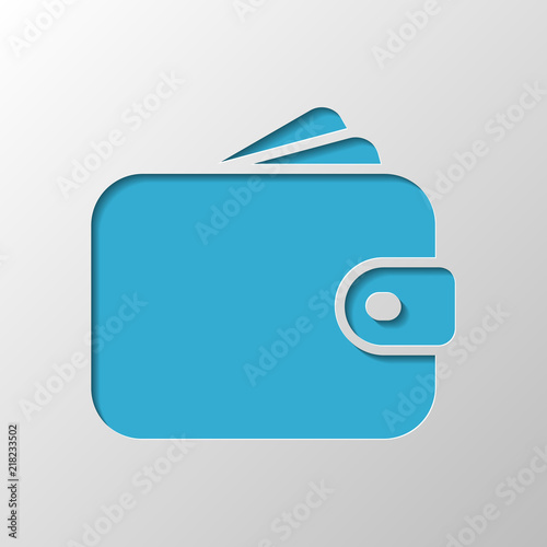 Purse, wallet, money icon. Paper design. Cutted symbol with shad