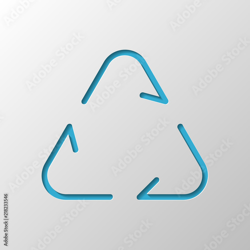 Recycle or reuse icon. Thin arrows, linear style. Paper design.