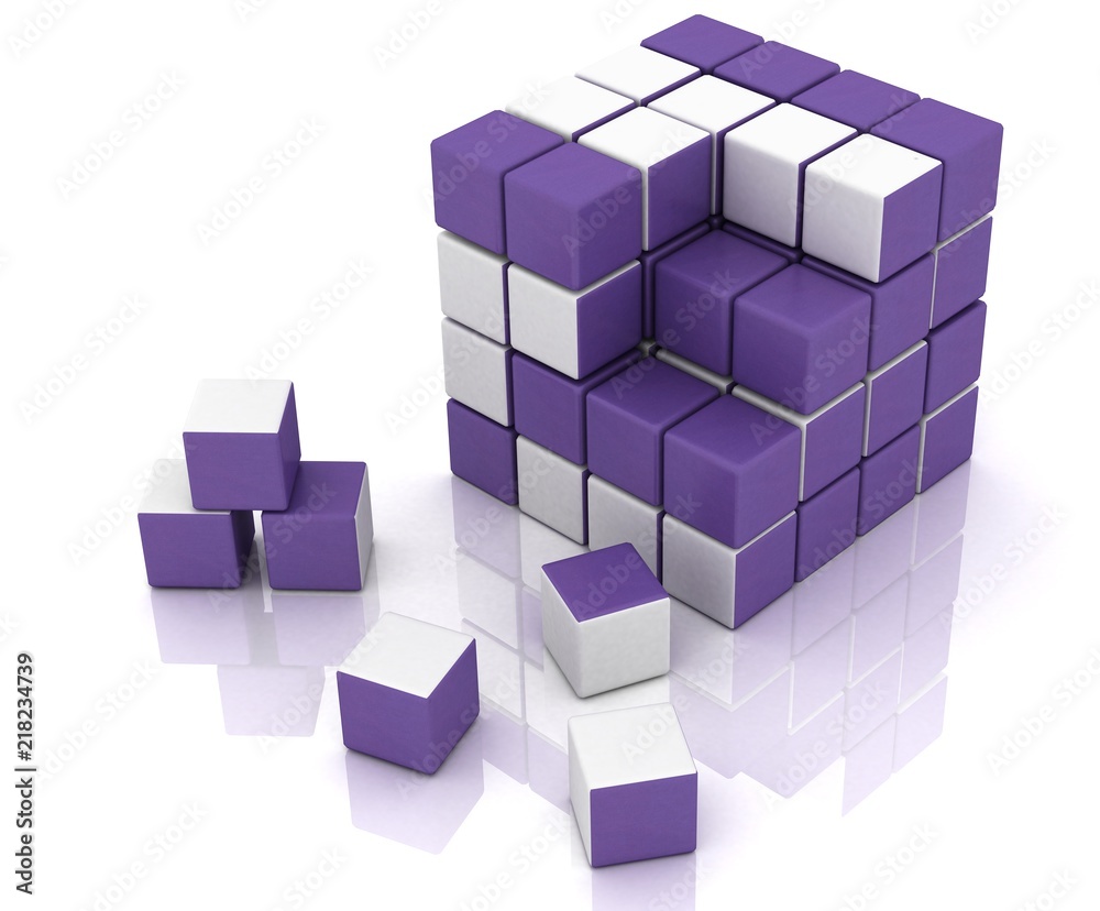 The construction of the cube of the blocks The construction of the cube of the blocks