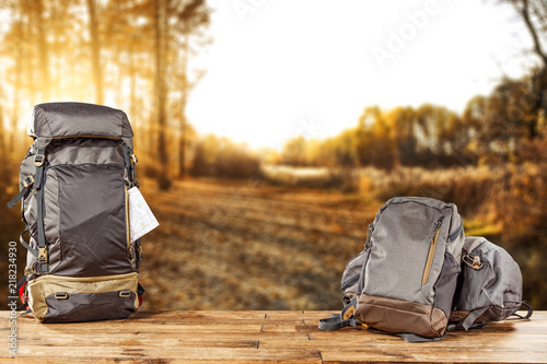 backpack and autumn trip time 