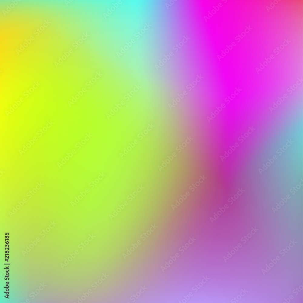 Obraz premium Bright colored blurred background. Abstract big stains. Smooth pink, magenta, green-yellow, blue gradient. Template with text place for futuristic design. Vector EPS10 illustration