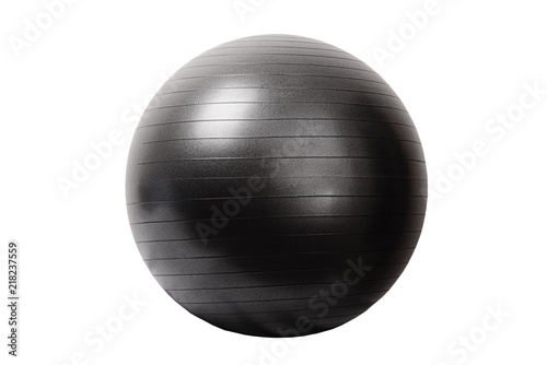 Close up of an orange fitness ball isolated on white background