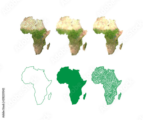 Africa Map - Set of geometric rumpled triangular low poly style graphic background , polygonal design for your . Vector illustration eps 10.