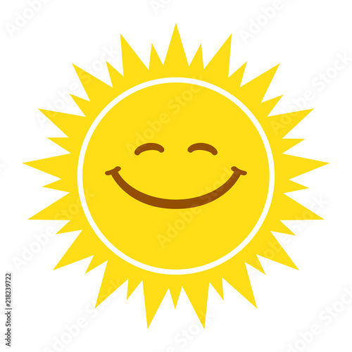 Sun smile sign, icon, tag. Vector illustration