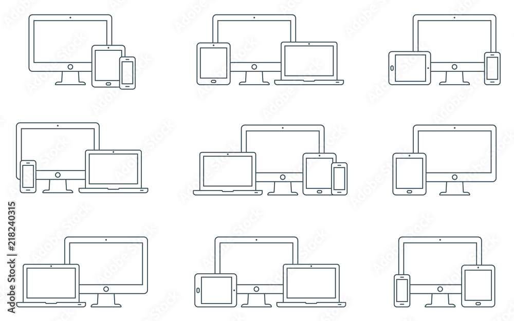 Responsive digital devices icons set Responsive digital devices icons set