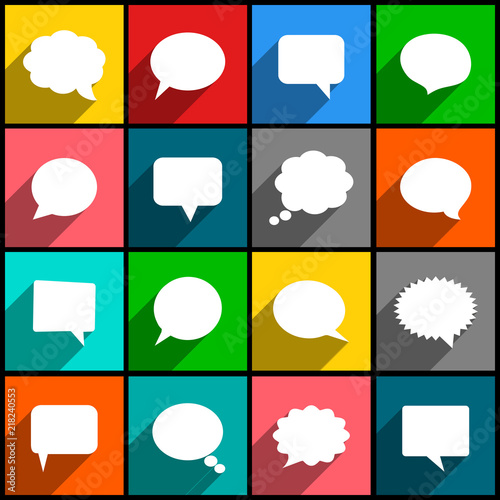 Speech bubbles icons with long shadow