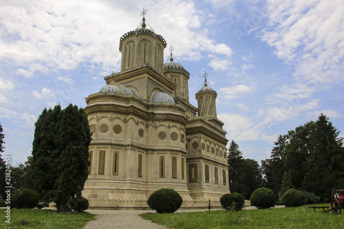 Curtea de Arges monastery is known because of the legend of architect master Manole. It is a landmark in Wallachia, Romania.